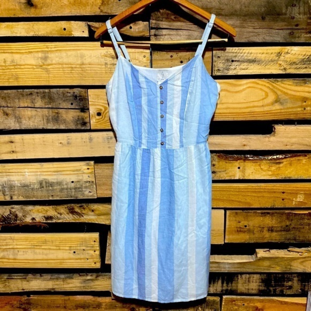 JOIE ‎ Striped Linen Blend Sundress With Pockets Size 6